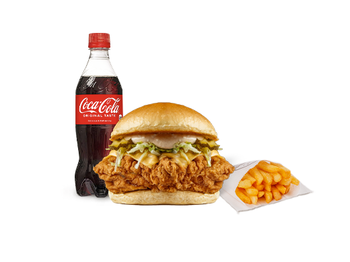 Zinger burger + kartof fri + kola plastik 0,3